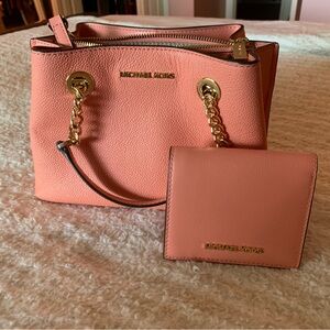 Peach Michael Kors Bag with Wallet